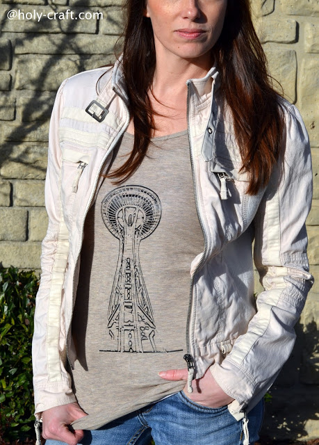 heat transfer vinyl space needle shirt