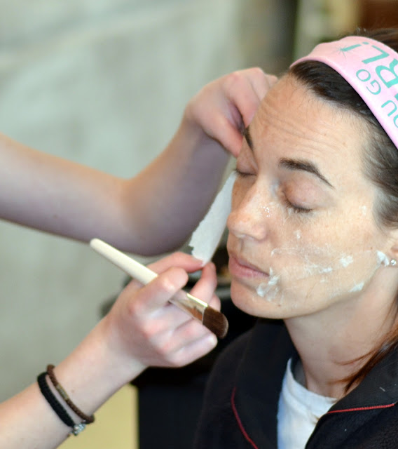 Mother and daughter spa at home with homemade face mask