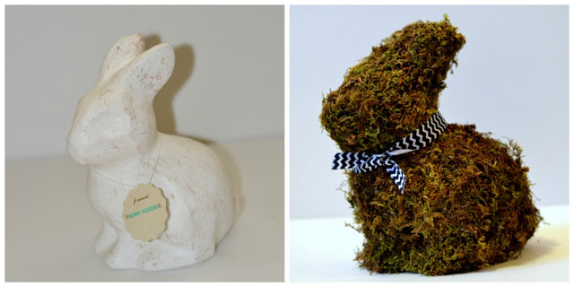 side by side before and after plain and moss covered bunny rabbit side by side before and after plain and moss covered bunny rabbit