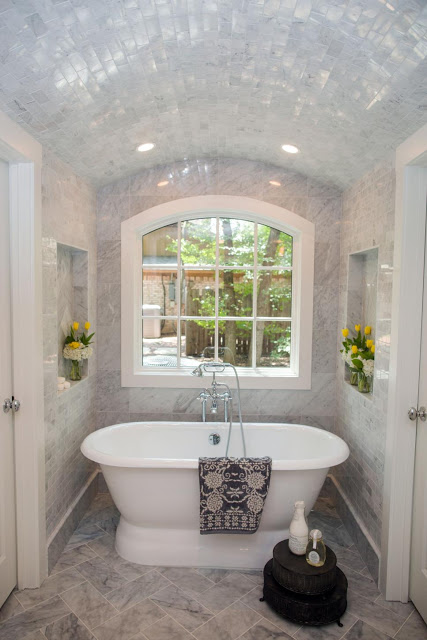 rolled ceiling spa like bathroom with soaking tub spa bathroom