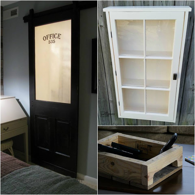 My Repurposed Life Sliding barn door, cupboard and coffee table tray DIY