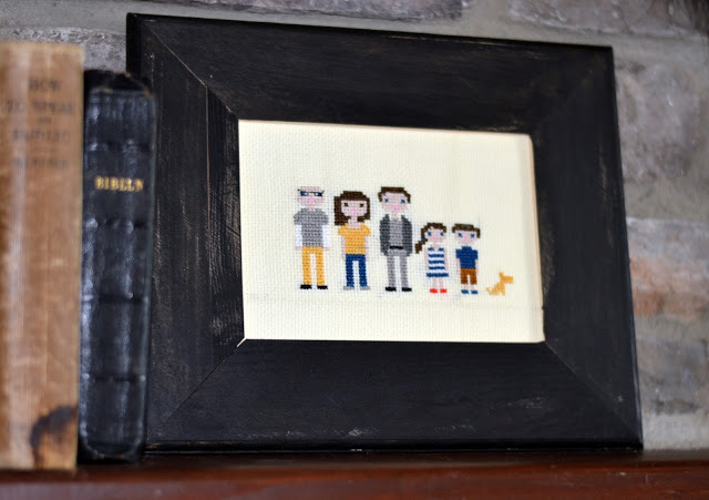 embroidered cross stitch family