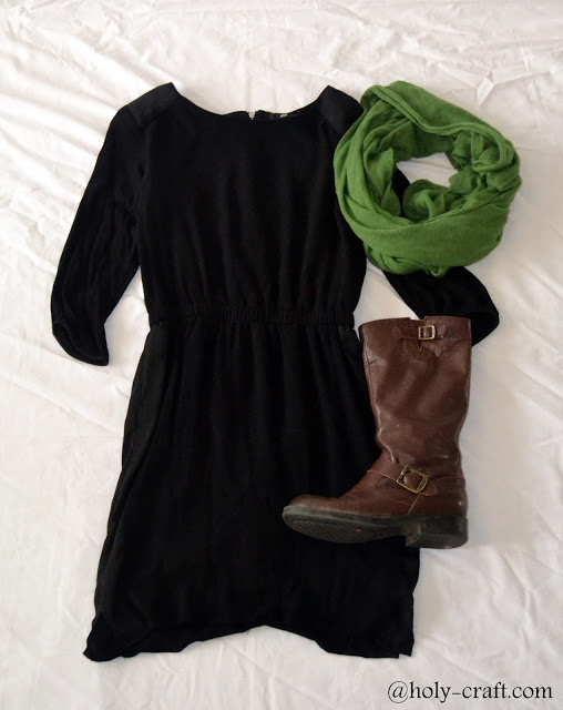 little black dress with scarf and boots little black dress with scarf and boots