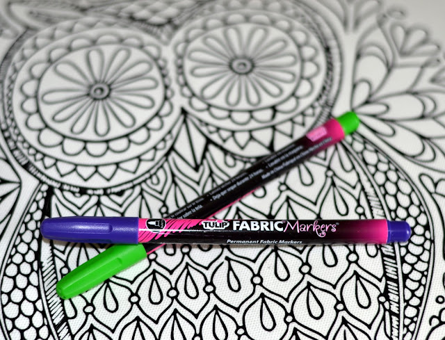 fabric markers for coloring a heat transfer vinyl image on a pillow adult coloring gift