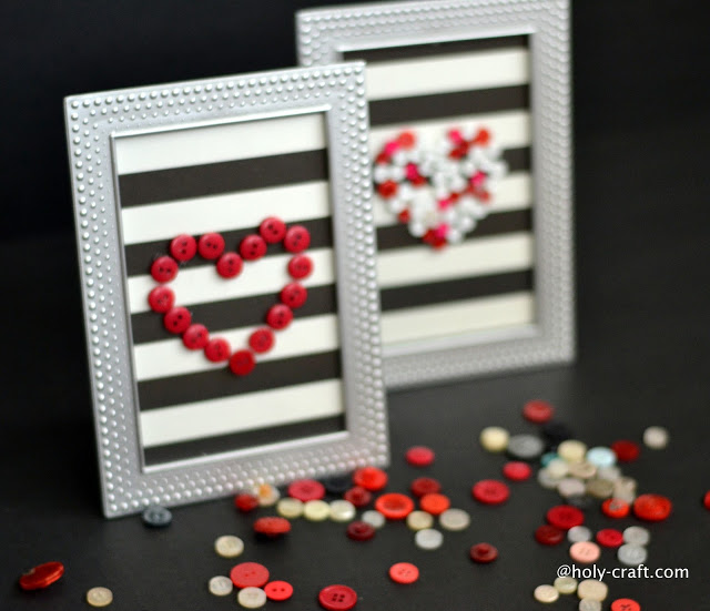 Valentine's day framed button art button in the shape of a heart