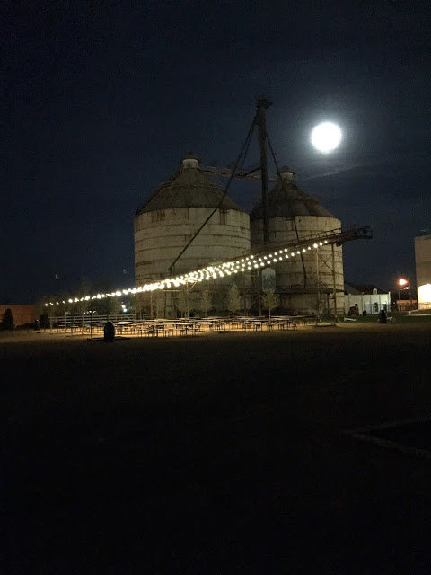 the silos at Magnolia Market in Waco, Texas silos at night