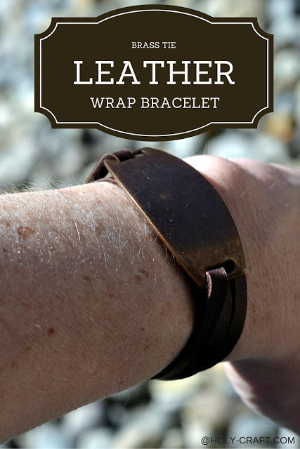 Easy to make brass tie leather wrap bracelet