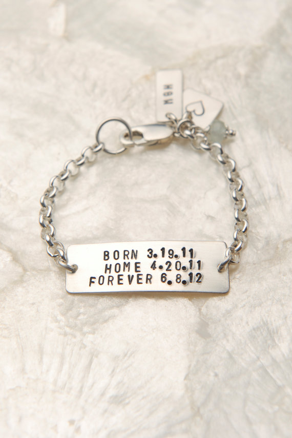 Adoption Baby Braclet, Personalized Baby Bracelet, Sterling Silver Baby Bracelet, Silver Baby Gifts, Adoption Gifts, ID Bracelet