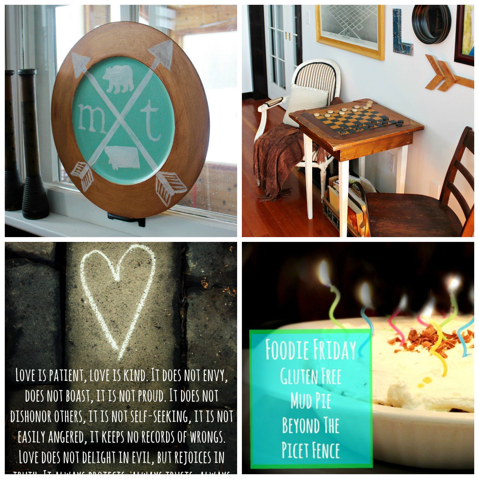 This week at Beyond the Picket Fence: State Shield, Checkers Table, Valentine's Day Sunday Verses, and Gluten Free Mud Pie This week at Beyond the Picket Fence: State Shield, Checkers Table, Valentine's Day Sunday Verses, and Gluten Free Mud Pie