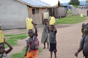 Ugandan children walking for water